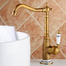 Antique Brass Swivel Spout Kitchen Bathroom Basin Faucet Vessel Sink Mixer Taps