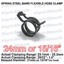 SPRING STEEL BAND FLEXIBLE HOSE CLAMPS for 15/16 inch (24 mm) OD Hoses - 1 piece