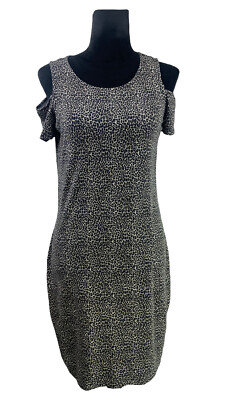 Michael Kors Size S Leopard Animal Print Mini Dress Short Cold Shoulder Sleeves