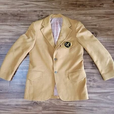 Vtg 70s 80s FTD Floral Flowers Marigold Yellow Uniform Jacket Sport Coat Logo S