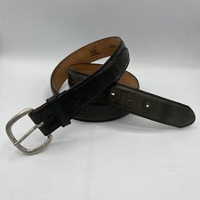 Tony Lama Men's Dark Green Leather Belt Chrome Buckle Size 38 Made in USA