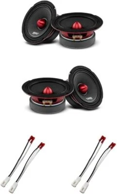 DS18 4X 6.5" Midrange Loudspeaker with Speaker Connector Adapter - 4 speakers
