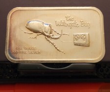 VINTAGE WATERGATE BUG - 1oz .999 SILVER ART BAR 39.79 per troy oz