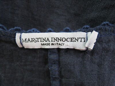 Martina Innocenti Navy Linen Sleeveless Dress Lace Size Medium | eBay