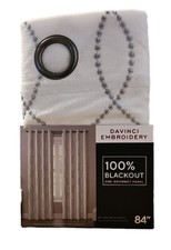 Cortinas Davichi Bordadas 100% Blackout Un Panel Ojal Blanco 84"