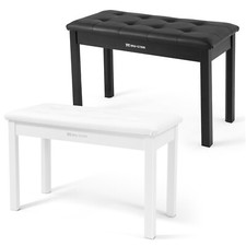 Pro Wooden Duet Piano Keyboard Bench Stool with Storage Pad Cushion Black/White