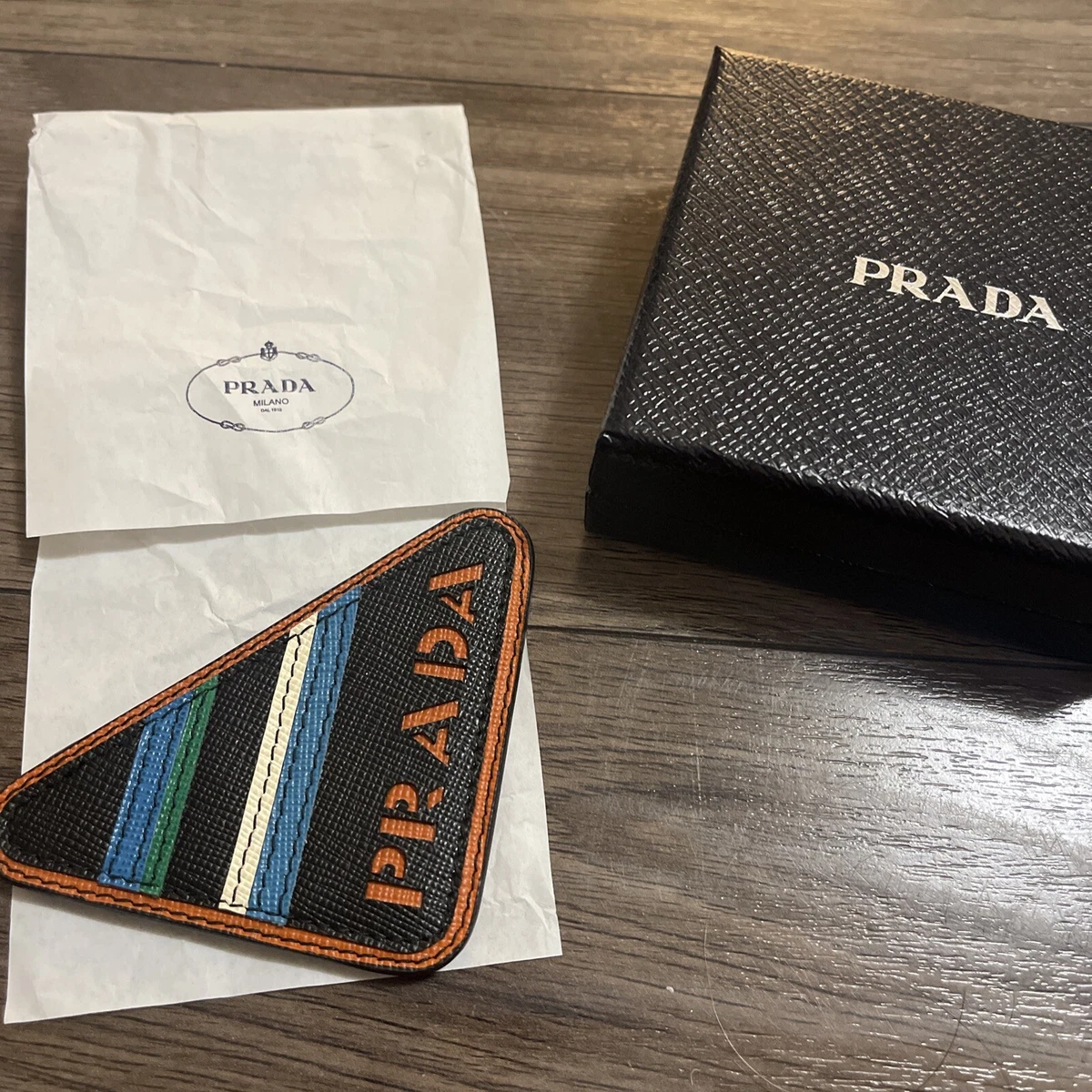 PRADA Triangolo leather pin brooche eBay