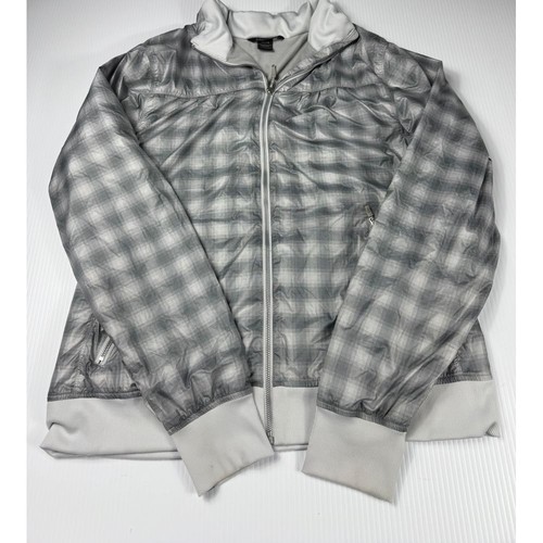 Marmot Lightweight Plaid Athletic Zip-Up Jacket Windbreaker Gray White XL - Picture 4 of 7