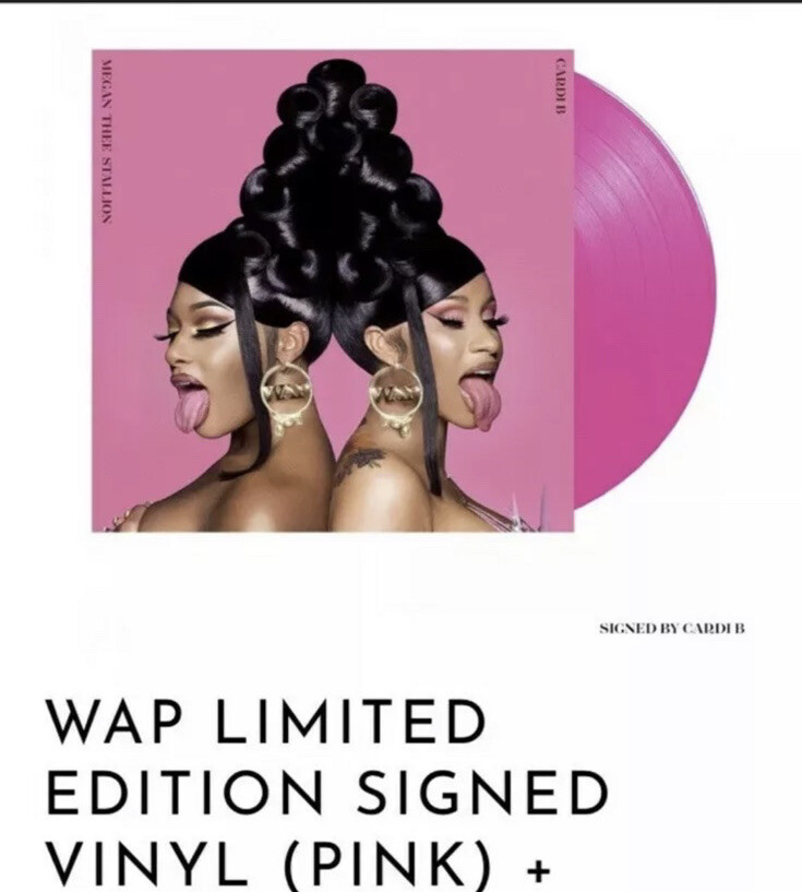 Signed Cardi B WAP Limited Edition Pink LP Vinyl Megan Thee