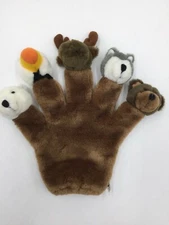 Artic Circle Brown Furry Moose Polar Bear Wolf Toucan Finger Hand Puppet 13