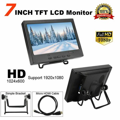 7' LCD CCTV Car Monitor PC Screen AV/VGA 1080P for  w/Bracket G