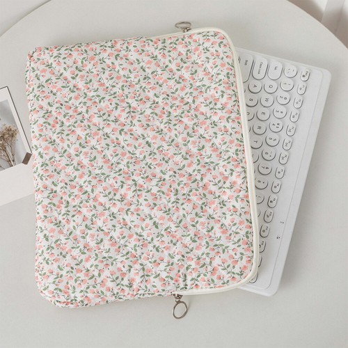 11 Inch Laptop Sleeve Quilted Laptop Bag Floral Laptop Carrying Case (pink S) UK - Afbeelding 3 van 8