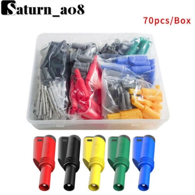 70 Stück/Box 4 mm ummantelter Bananenstecker 32 A vollisolierter stapelbarer Stecker - Bild 1 von 4