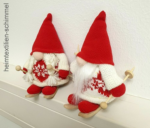 Kantenhocker WICHTEL Kantensitzer WEIHNACHTEN Winter GNOM Dekofigur PAAR Dekorat - Picture 3 of 3