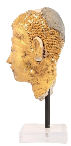 Lifesize Ayutthaya Stucco and Gold Leaf Buddha Temple head - Picture 2 of 7