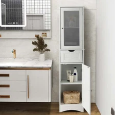 NNECW Tall Bathroom Storage Cabinet with 2 Doors & 1 Drawer