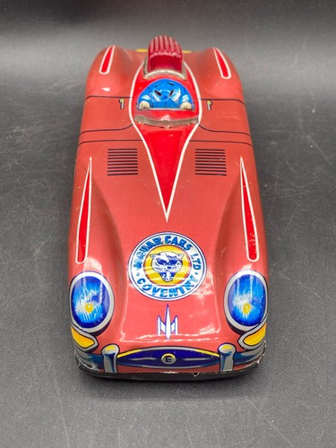 Rara auto giocattolo litografica in latta Aoshin 1957 Jaguar Type-D - Foto 2 di 11