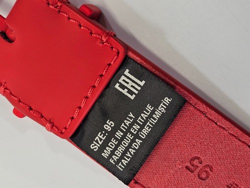 Cinturón con hebilla GC Maison Margiela Paris 95 para hombre en cuero rojo S35TP0399 NUEVO CON ETIQUETAS - Imagen 7 de 10