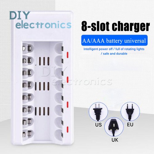 Caricabatteria intelligente 8 slot per AAA NI-CD NI-MH ricaricabile US - Foto 4 di 11