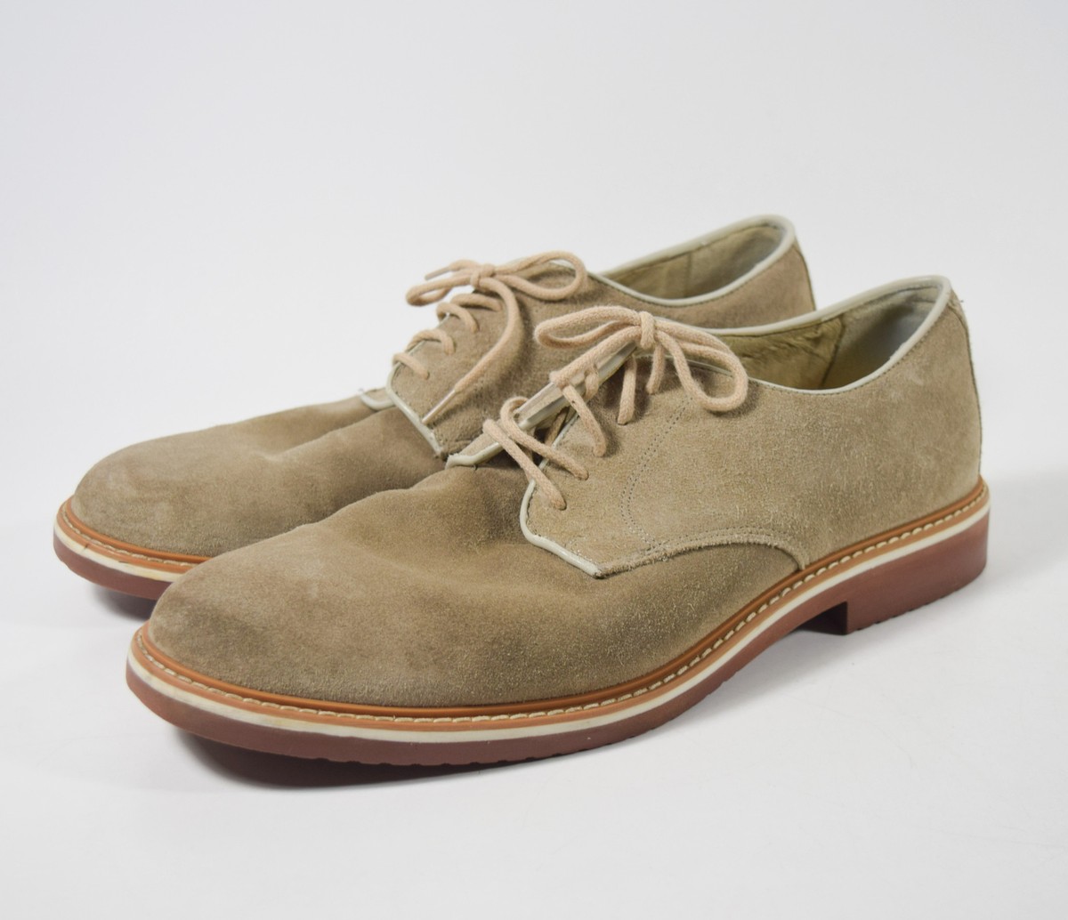 1901 Tan Suede Leather Lace Up Casual Oxford Shoes Made in  display picture 3