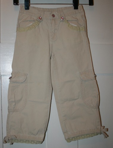 Ecko Red Girl's Pants Cargo with Lace and Jewel Buttons Accent Beige Size 5 - Picture 3 of 7