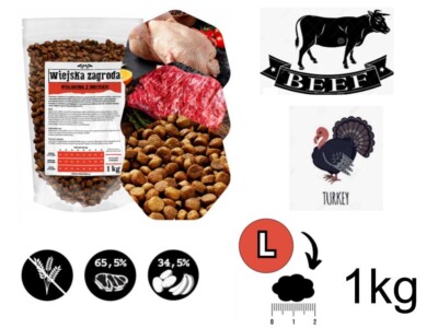Landgehöft 1kg Rind & Truthahn Kalbfleisch & Forelle - Hundefutter / Variant