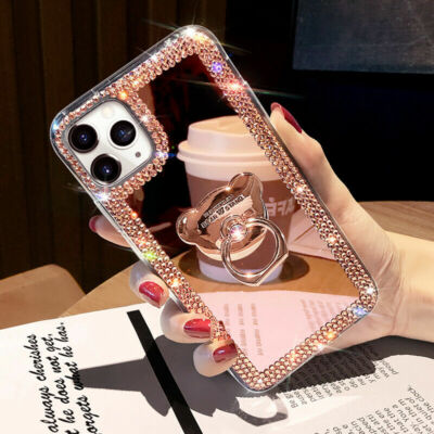 Bling Mirror Diamond Case for Samsung Galaxy S25 S24 S23 S22 S21 S20 w/Ring