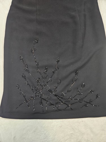Robbie Bee Womens Size 16 Vintage Black Midi Below Knee Dress W Beaded Accent - Picture 8 of 8