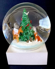 CoolSnowGlobes Forest Friends Snow Globe Deer Fox Rabbit Modern Square Base VGC