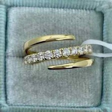 1CT Round Lab Created Diamond Women's Wedding Band Ring 14K Yellow Gold Plated