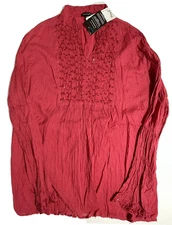 Greater Good Womens 3XL Red Long Sleeve Crinkle Sequin Tunic Blouse