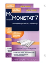 Monistat 7, 7 Disposable Applicators + Cream (Pack of 2) EXP: 08/26