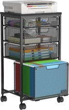 Rolling File Cart with 4 Storage Drawers, Filing Cabinet for Home Office