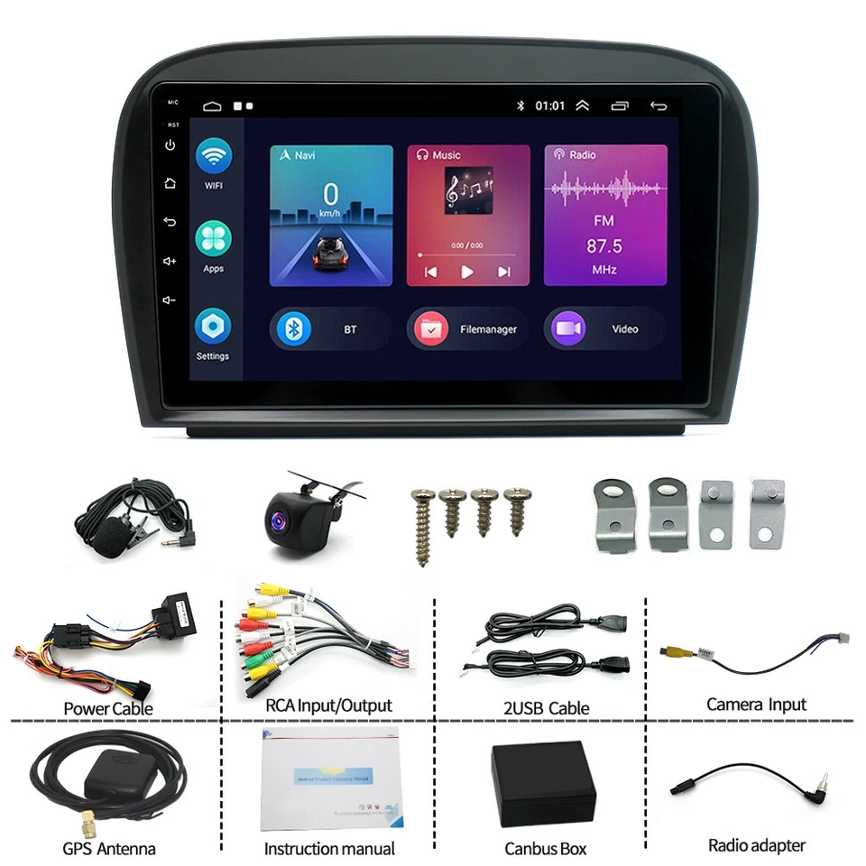 For Mercedes Benz SL 230 SL350 SL500 SL300 Wireless Carplay Car Stereo GPS Radio - Image 4 of 4