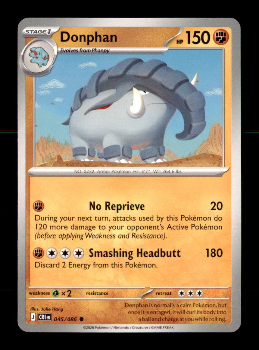 Donphan 045/086 Common Chaos Rising Pokemon Near Mint