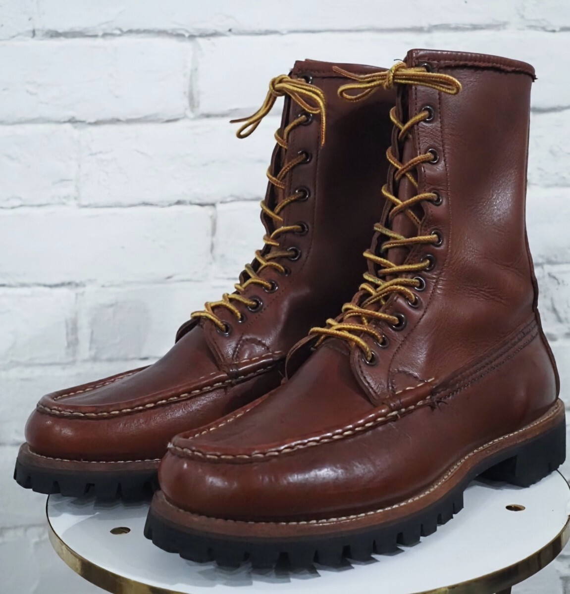 Russell Moccasin Bird Shooter Boots Double Vamp Brown Leather 6.5EE