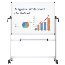 Double-Sided Magnetic Mobile Whiteboard, 48 x 36 Inches, Aluminium Frame and ...