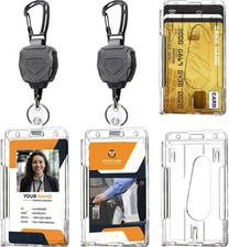 Badge Holder Retractable Clip Heavy Duty Carabiner Badge Reel Keychain with Lany