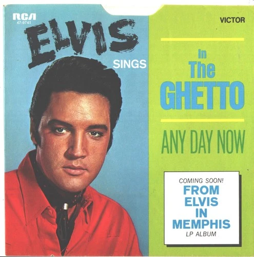 ELVIS PRESLEY--PICTURE SLEEVE + 45--(IN THE GHETTO)--PS--PIC--SLV