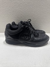 CHANEL Black Logo CC Trainer Sneakers Black Size 39