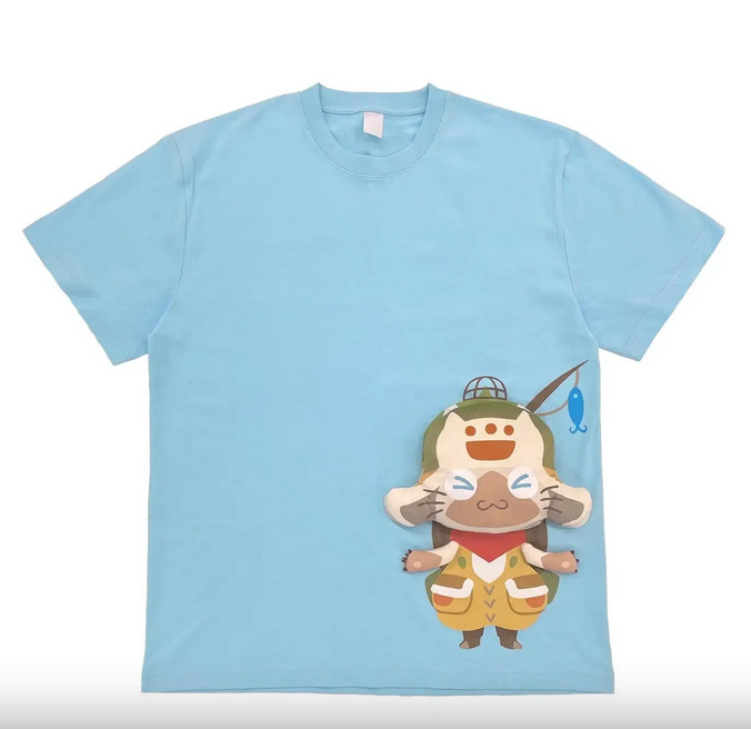 Monster Hunter Wilds Pop up T-shirt -Palico- (Size L/Light Blue) Capcom JPN New