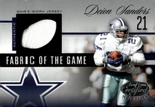 2006 Leaf Certified Materials #FOTG-12 Deion Sanders Fabric of the Game #/100