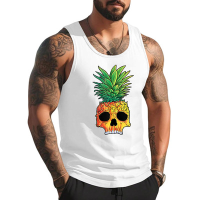 Pineapple Skull Funny Aloha Beaches Hawaiian Hawaii Goth Tank Top