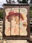 Vintage Large Coors Brewery Wood Barn Board Plank Beer Bar Sign Victorian Woman