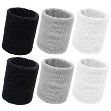 Sweatbands for Men and Women   6 Pack Breathable Black, white, gray