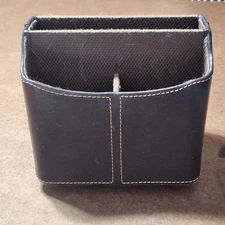 Vegan Leather Remote Control TV Caddy Holder Organizer 360 Rotation Dark Brown