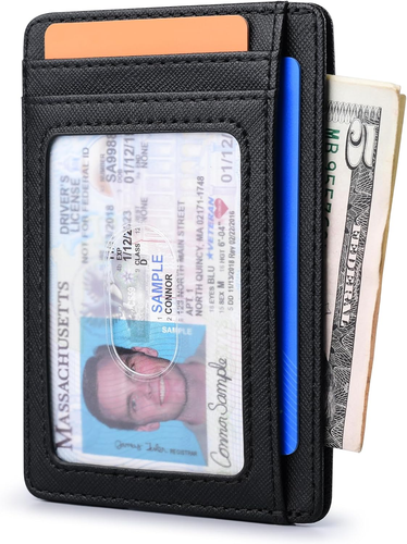 Slim RFID Blocking Leather Wallet - Cross Black for Men & Women - Picture 1 of 50