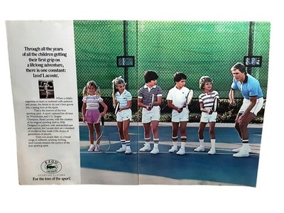 1983 Izod Lacoste Tennis Ad Kids Coach Sports Clothing 2 Page Print