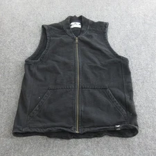 American Giant Vest Mens Large Black Full Zip Fleece Lined Cotton Made USA
