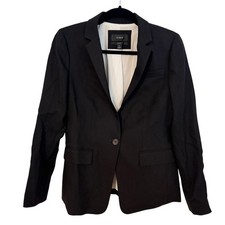 J.Crew Womens Black Wool Regent Blazer Jacket Size 0 One Button Preppy Work